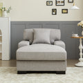 Modern Mid Century Indoor Oversized Chaise Lounger Comfort Sleeper Sofa With Pillow And Soild Wood Legs, Linen, Gray Gray Linen