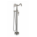 Freestanding Bathtub Faucet With Hand Shower Brushed Nickel Metal