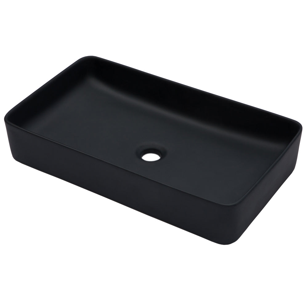 24"X13.5" Black Ceramic Rectangular Vessel Bathroom Sink Black Ceramic