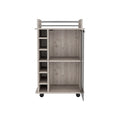 Bar Cart Baltimore, Six Wine Cubbies, Light Gray Finish Light Gray Particle Board