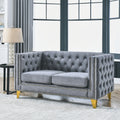 Contact Us For 3D Modeling Velvet Sofa For Living Room,Buttons Tufted Square Arm Couch, Modern Couch Upholstered Button And Metal Legs, Sofa Couch For Bedroom, Grey Velvet 2S W834S00051 Gray Foam Velvet
