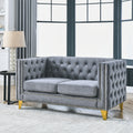 Contact Us For 3D Modeling Velvet Sofa For Living Room,Buttons Tufted Square Arm Couch, Modern Couch Upholstered Button And Metal Legs, Sofa Couch For Bedroom, Grey Velvet 2S Gray Foam Velvet