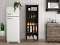 Storage Cabinet Pipestone, Five Shelves, Dark Brown Black Wengue Finish Multicolor Particle Board