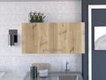 Wall Cabinet Toran, Two Shelves, Double Door, White Light Oak Finish White Light Oak Particle Board