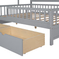 Wooden Full Size House Bed With 2 Drawers,Kids Bed With Storage Shelf, Gray Gray Wood