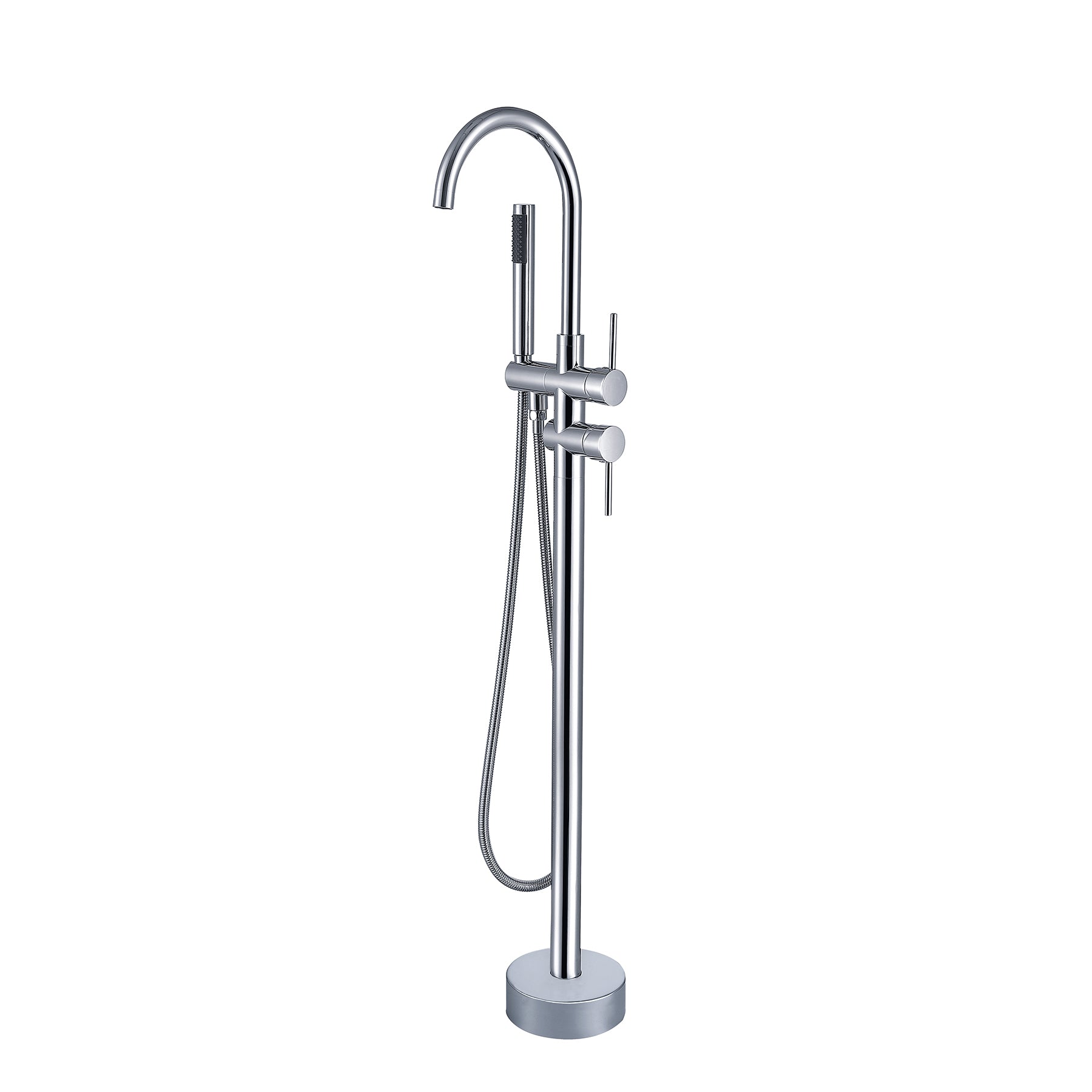 Freestanding Bathtub Faucet With Hand Shower Chrome Metal