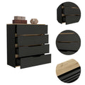 Dresser Oboe, Superior Top, Four Drawers, Black Wengue Light Oak Finish Light Oak Particle Board