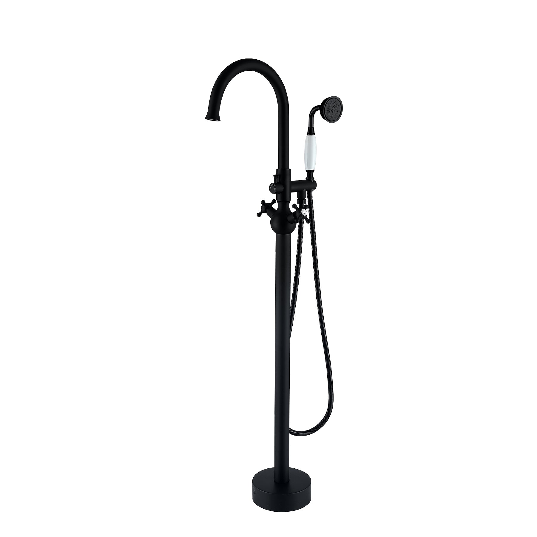 Freestanding Bathtub Faucet With Hand Shower Matte Black Metal