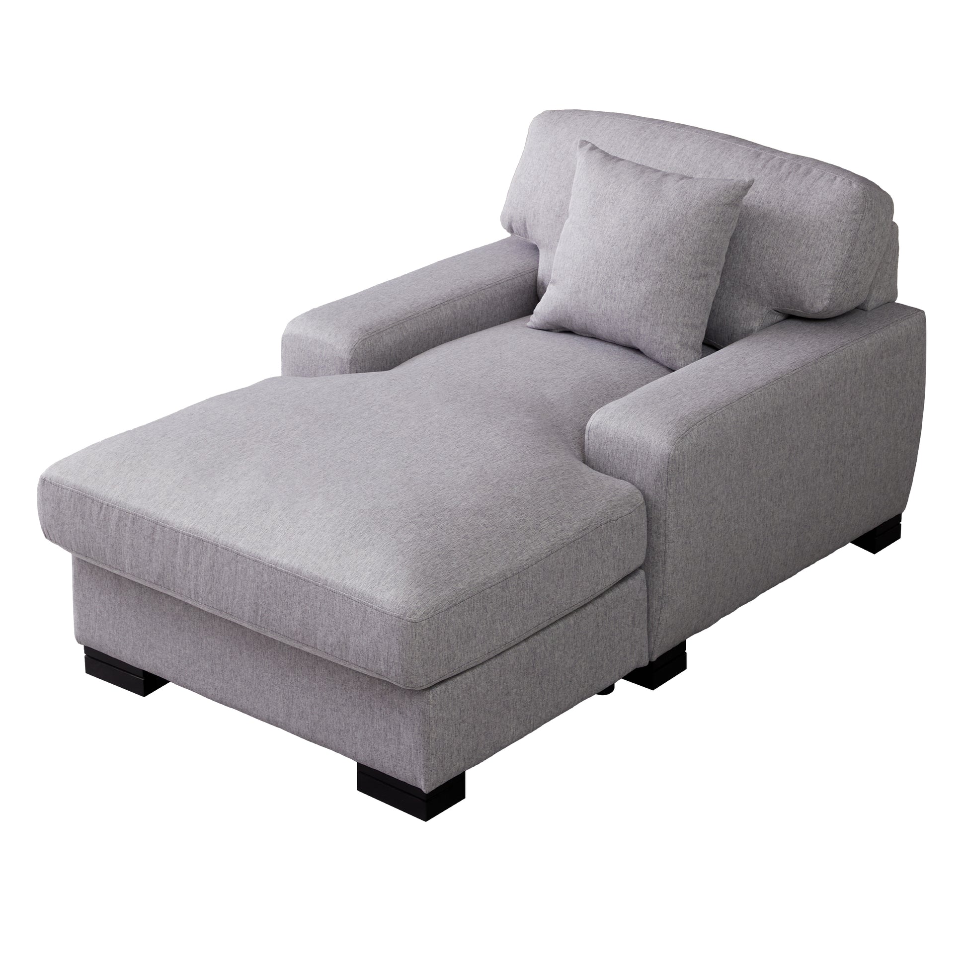 Modern Mid Century Indoor Oversized Chaise Lounger Comfort Sleeper Sofa With Pillow And Soild Wood Legs, Linen, Gray Gray Linen
