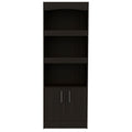 Bookcase Denver, Metal Hardware, Black Wengue Finish Black Particle Board