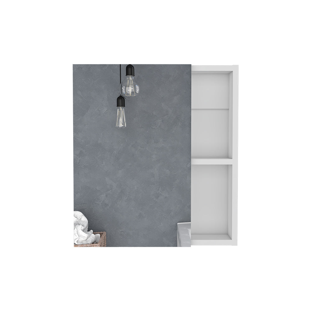 Medicine Cabinet Mirror Clifton, Five Internal Shelves, White Finish White Particle Board