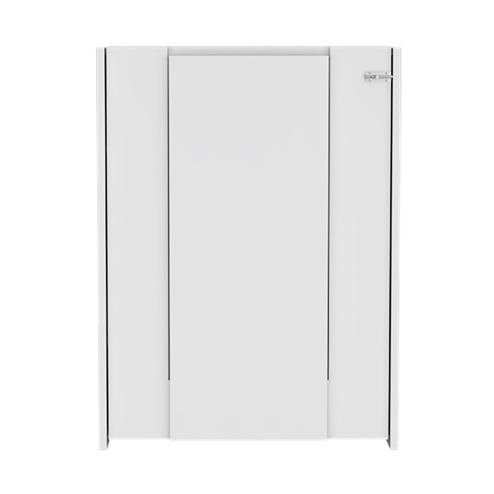 Foldable Table Tacoma, Seven Interior Shelves, White Finish White Particle Board