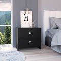 Nightstand Dreams, Two Drawers, Black Wengue Finish Black Particle Board