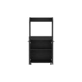 Kitchen Cart Totti, Double Door Cabinet, One Open Shelf, Two Interior Shelves, Black Wengue Finish White Particle Board