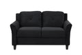 Fashionable Living Room Sofa With Double Seats, Black Fabric Antique Black Brown Velvet Wood Primary Living Space Soft Heavy Duty American Traditional Rubberwood Memory Foam And Polyurethane Foam Polyester 2 Seat