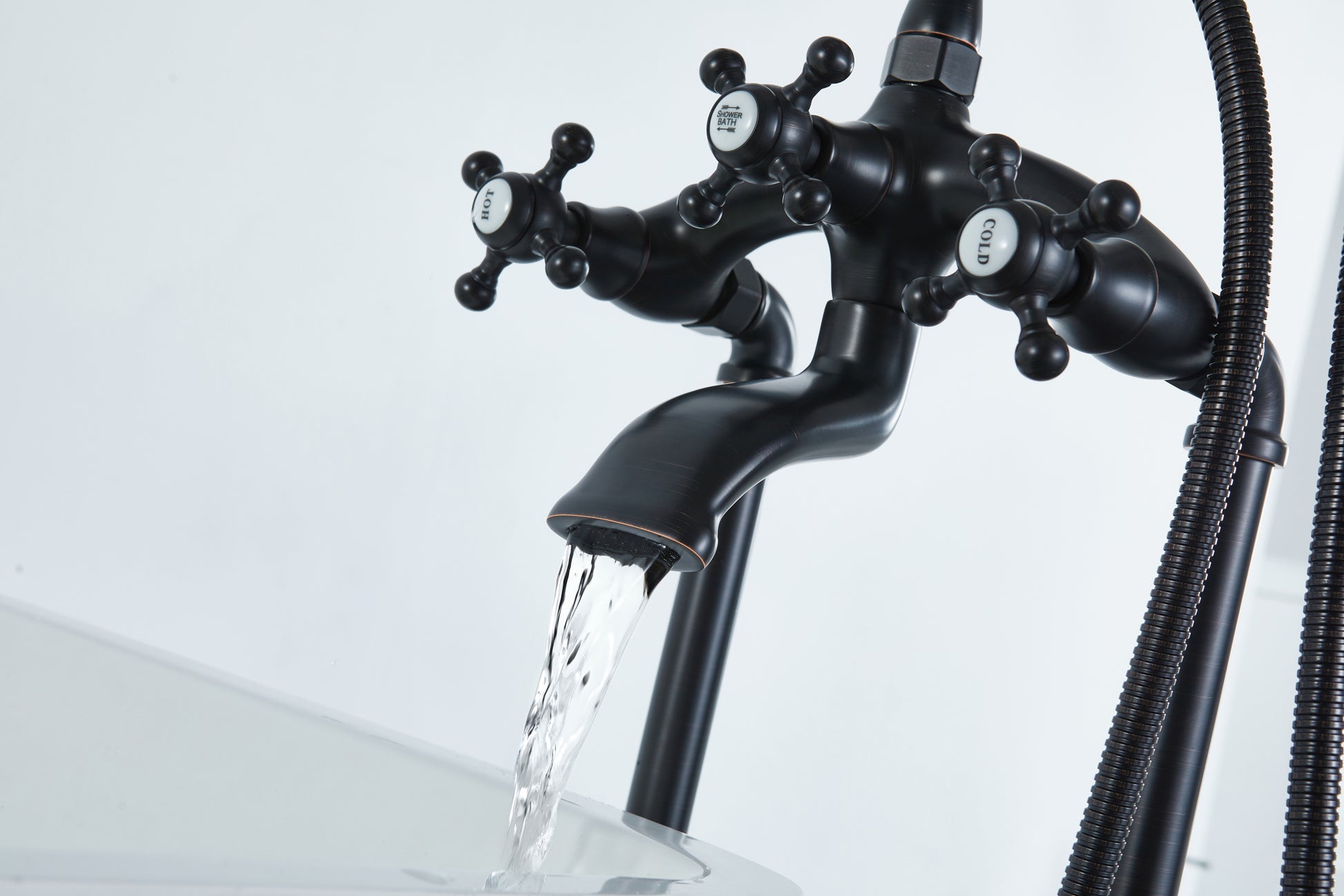 Freestanding Bathtub Faucet With Hand Shower Oil Rubbed Bronze Metal