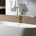 Freestanding Bathtub Faucet With Hand Shower Gold Metal