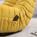 Swivel And Rocking Velvet Recliner, Reclining Chair With Adjustable Footrest And Side Pocket Yellow Velvet