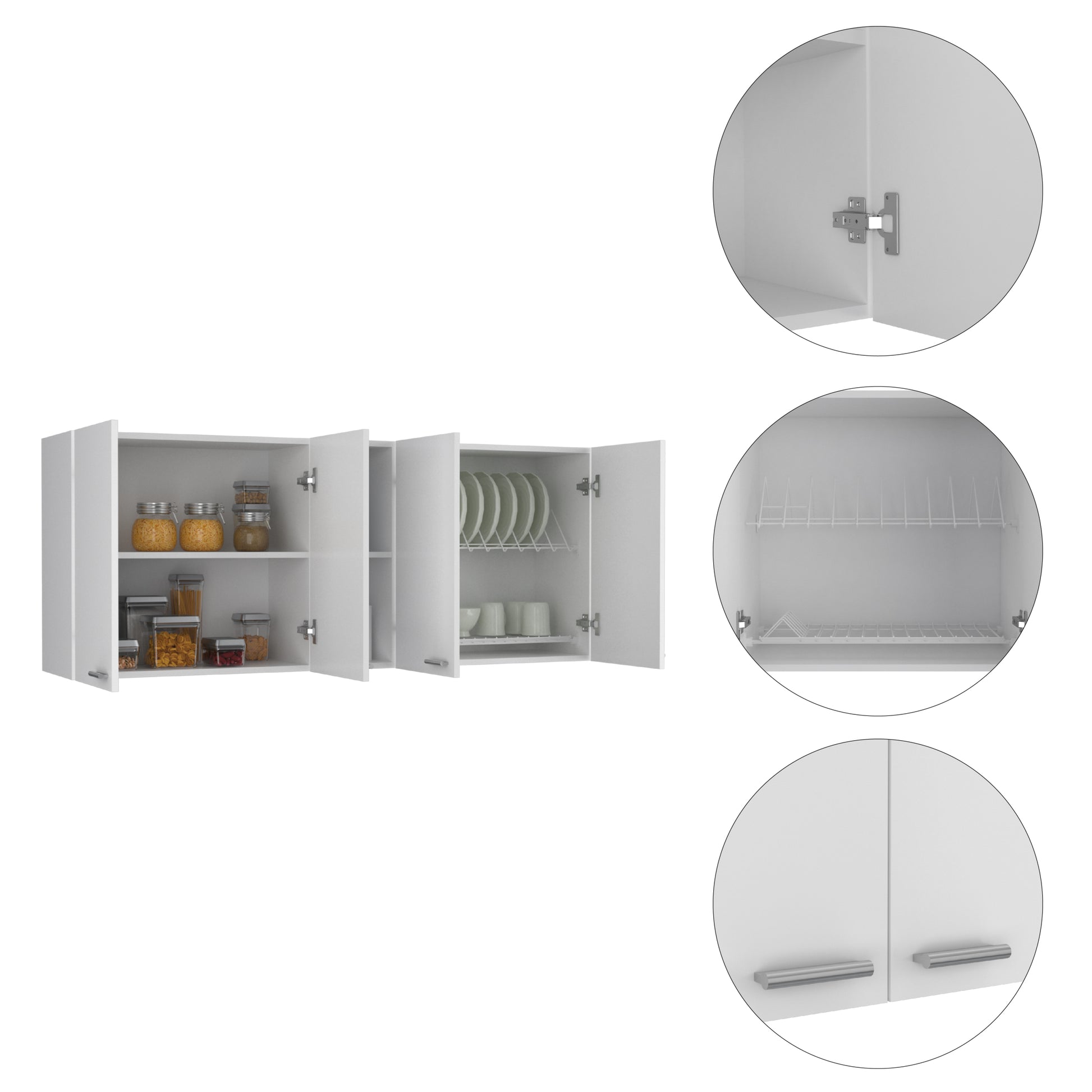 Wall Cabinet Ontario, Double Door, White Finish White Particle Board