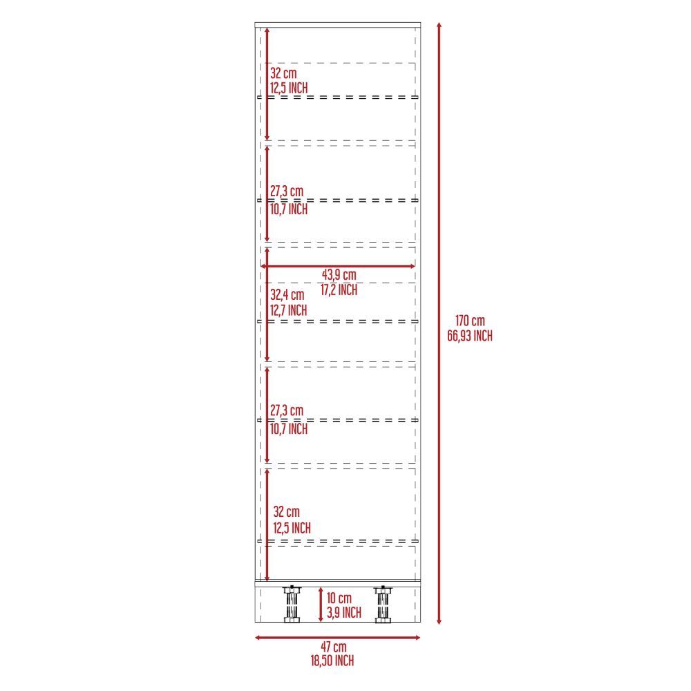 Shoe Rack Chimg, Mirror, Five Interior Shelves, Single Door Cabinet, Black Wengue Finish Black Particle Board