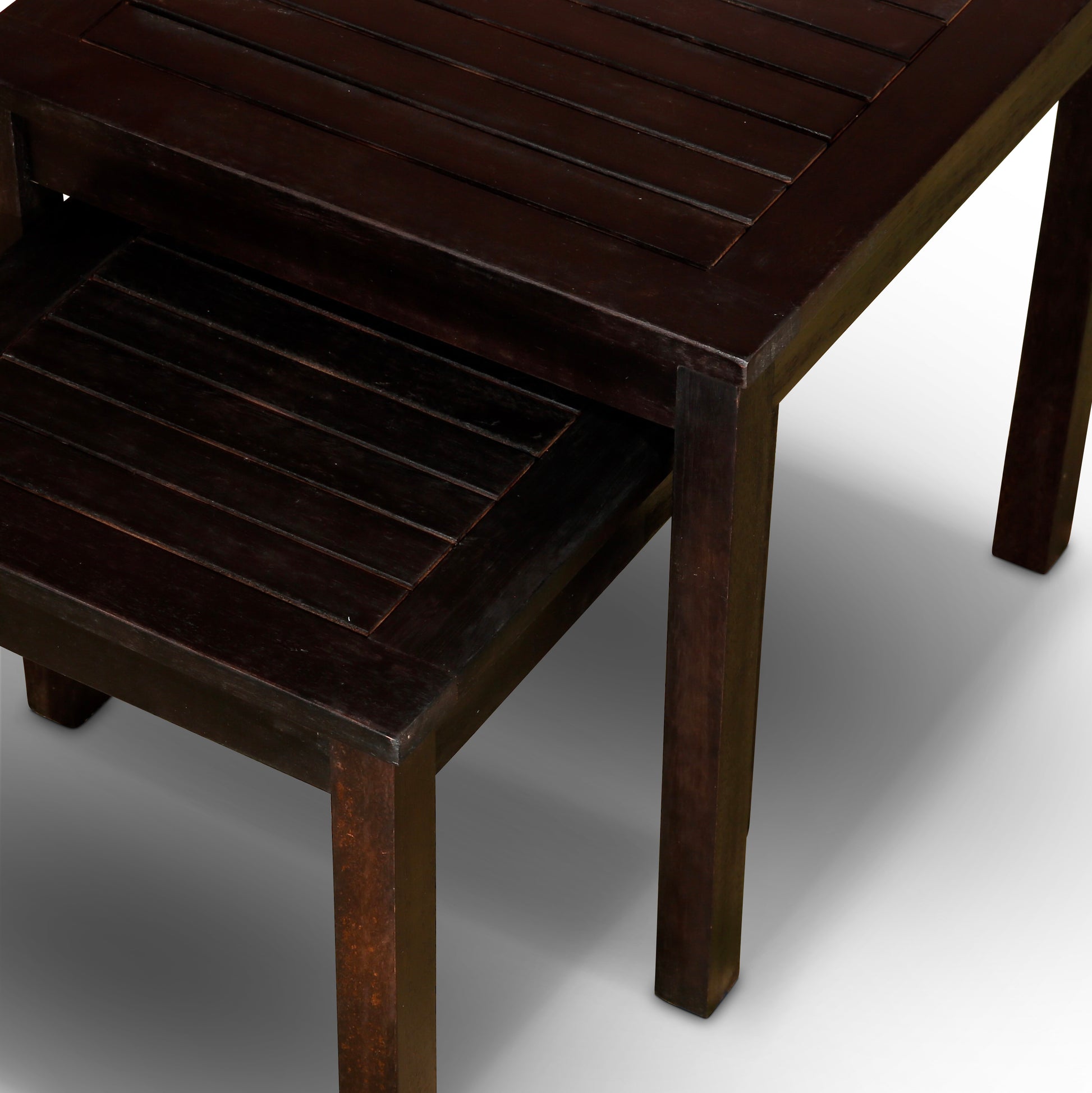 2 Piece Eucalyptus Nesting Table Set, Espresso Espresso Eucalyptus