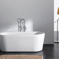 Freestanding Bathtub Faucet With Hand Shower Brushed Nickel Metal