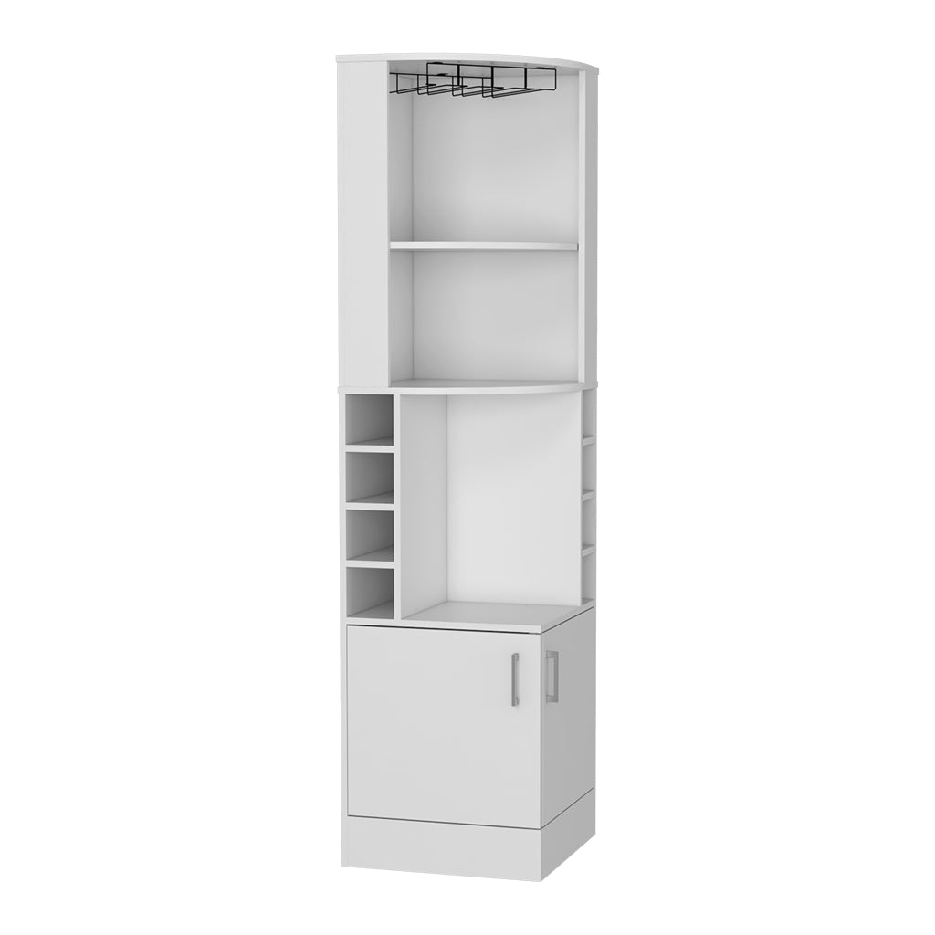 Bar Cabinet Papprika, 8 Wine Cubbies, Double Door, White Finish White Particle Board