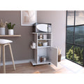 Kitchen Cart Kryot, Single Door Cabinet, Four Casters, White Finish White Particle Board