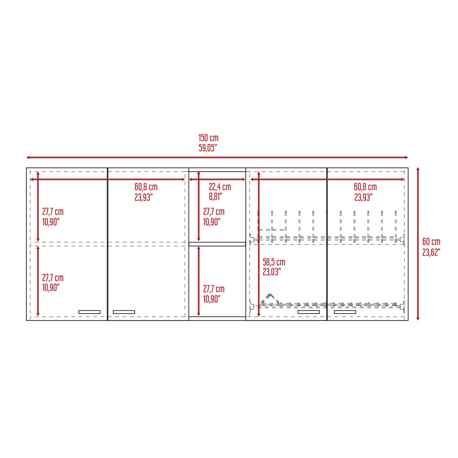 Wall Cabinet Ontario, Double Door, White Finish White Particle Board