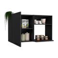 Kitchen Wall Cabinet Bussolengo, Two Shelves, Black Wengue Finish Black Particle Board