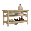 Storage Bench Susho, Upper And Lower Shelf, Light Oak Finish Light Oak Particle Board