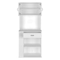 Pantry Double Door Cabinet Folbert, Three Side Shelves, White Finish White Particle Board