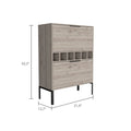 Bar Cabinet Puertu, Six Wine Cubbies, Double Door Cabinet, Light Gray Finish Light Gray Particle Board