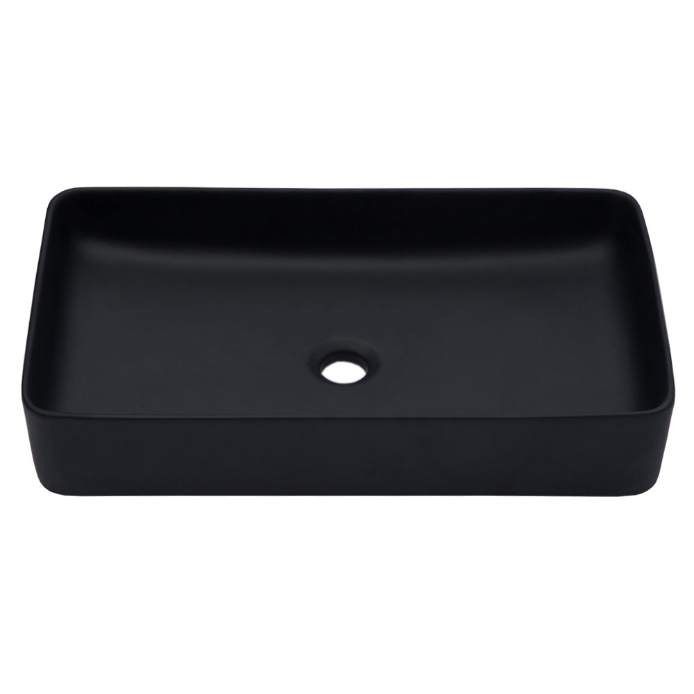 24"X13.5" Black Ceramic Rectangular Vessel Bathroom Sink Black Ceramic