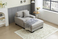 Modern Mid Century Indoor Oversized Chaise Lounger Comfort Sleeper Sofa With Pillow And Soild Wood Legs, Linen, Gray Gray Linen