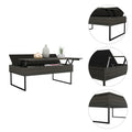 Lift Top Coffee Table Wuzz, Two Legs, Two Shelves, Carbon Espresso Black Wengue Finish Espresso Particle Board