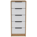 5 Drawers Dresser Maryland, Metal Handle, White Pine Finish Multicolor Particle Board