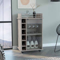 Bar Cart Baltimore, Six Wine Cubbies, Light Gray Finish Light Gray Particle Board