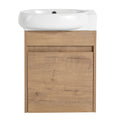 Soft Close Doors Bathroom Vanity With Sink,16 Inch For Small Bathroom Imitative Oak 1 Bathroom Wall Mounted Modern Plywood