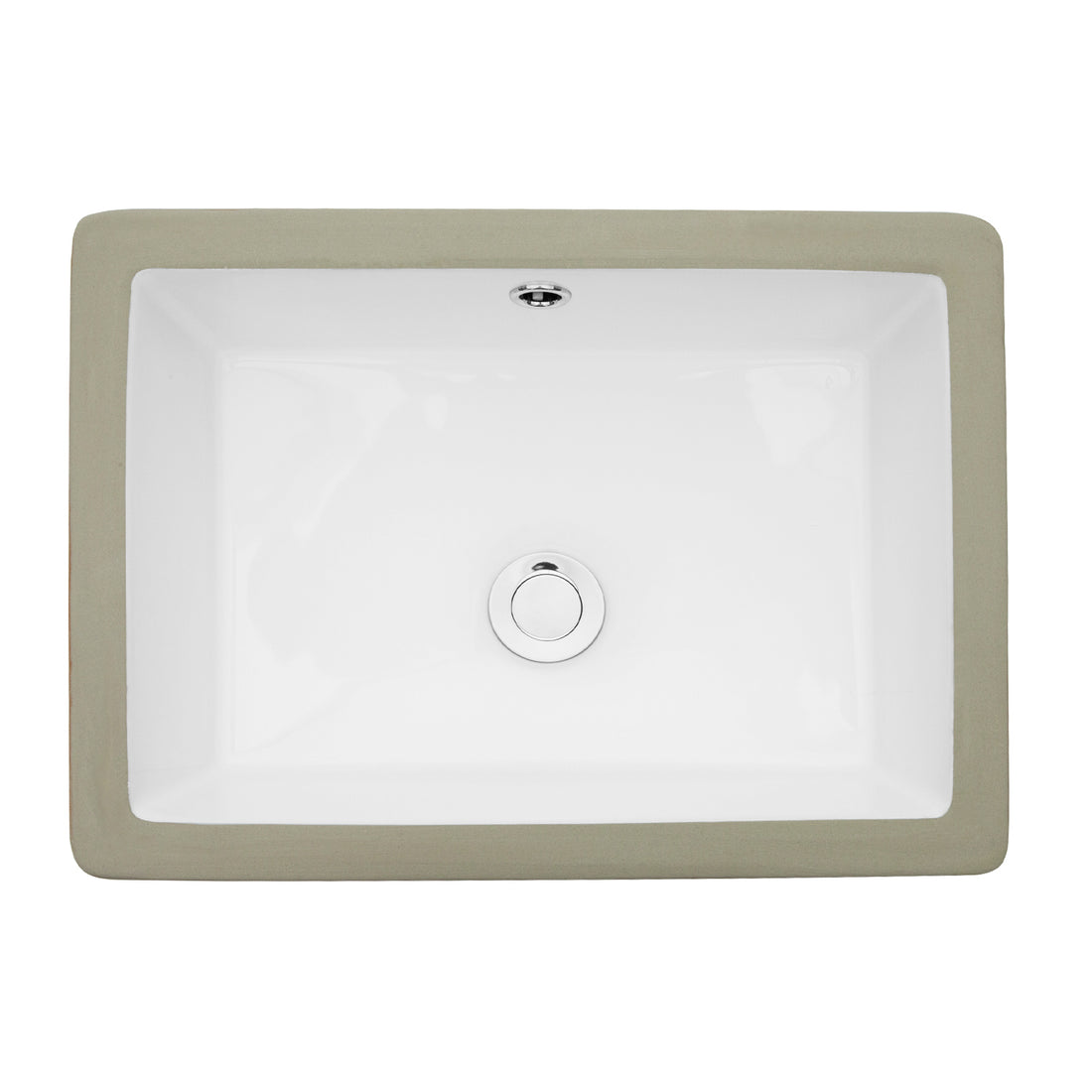 22"X15.5" White Ceramic Rectangular Undermount Bathroom Sink With Overflow White Ceramic