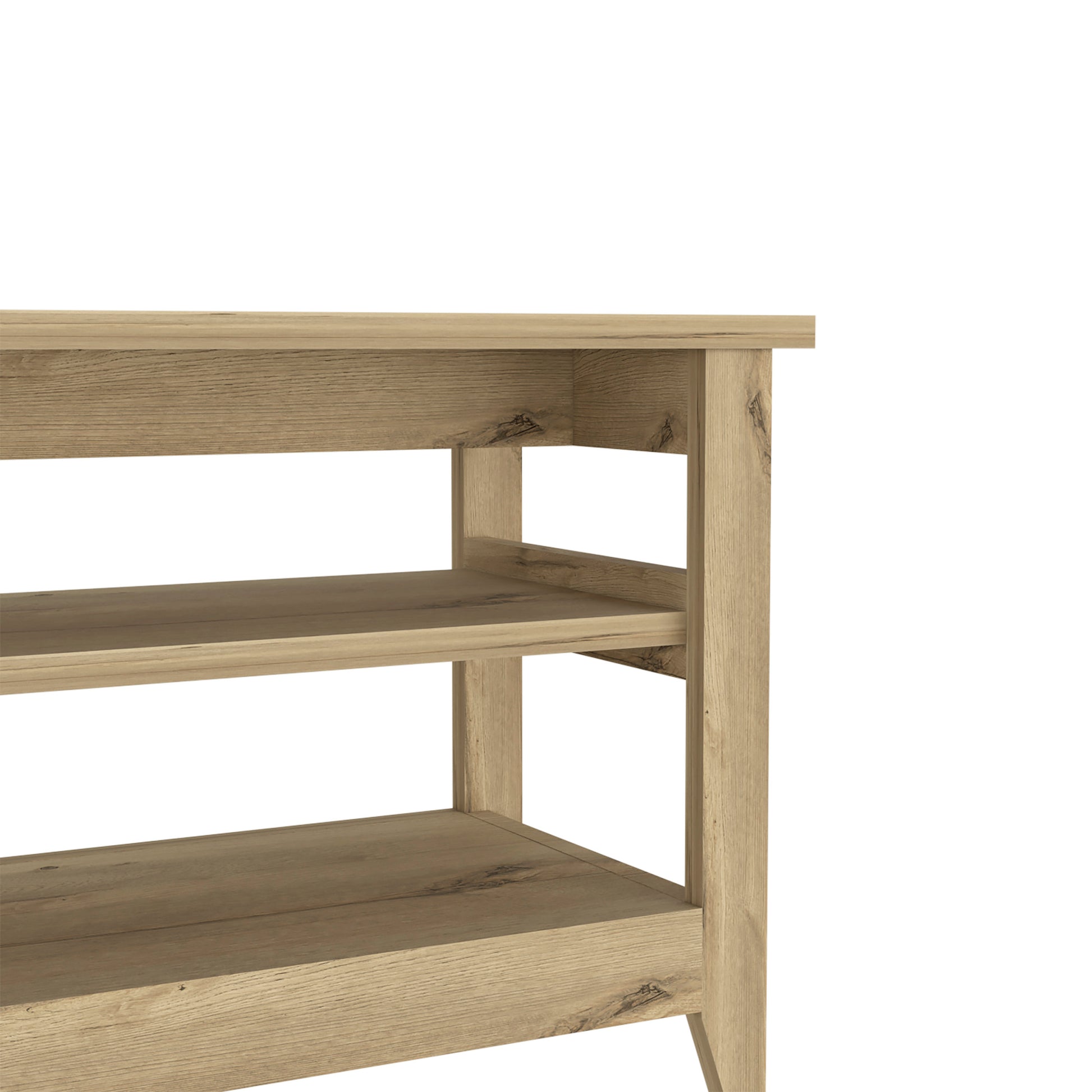 Storage Bench Susho, Upper And Lower Shelf, Light Oak Finish Light Oak Particle Board