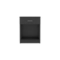 Nightstand Coco, Single Drawer, Lower Shelf, Black Wengue Finish Black Particle Board
