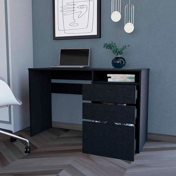 Computer Desk San Diego, One Shelf, Black Wengue Finish Black Particle Board