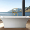 Freestanding Bathtub Faucet With Hand Shower Brushed Gold Metal