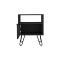 Nightstand Skyoner, Single Drawer, Hairpin Legs, Black Wengue Finish Black Particle Board