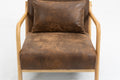 Mid Century Modern Accent Chair With Wood Frame, Upholstered Living Room Chairs With Waist Cushion, Reading Armchair For Bedroom Sunroom White Cotton Pu Leather
