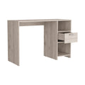 Computer Desk Odessa With Single Drawer And Open Storage Cabinets, Light Gray Finish Light Gray Particle Board