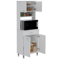 Pantry Piacenza,Two Double Door Cabinet, White Finish White Particle Board