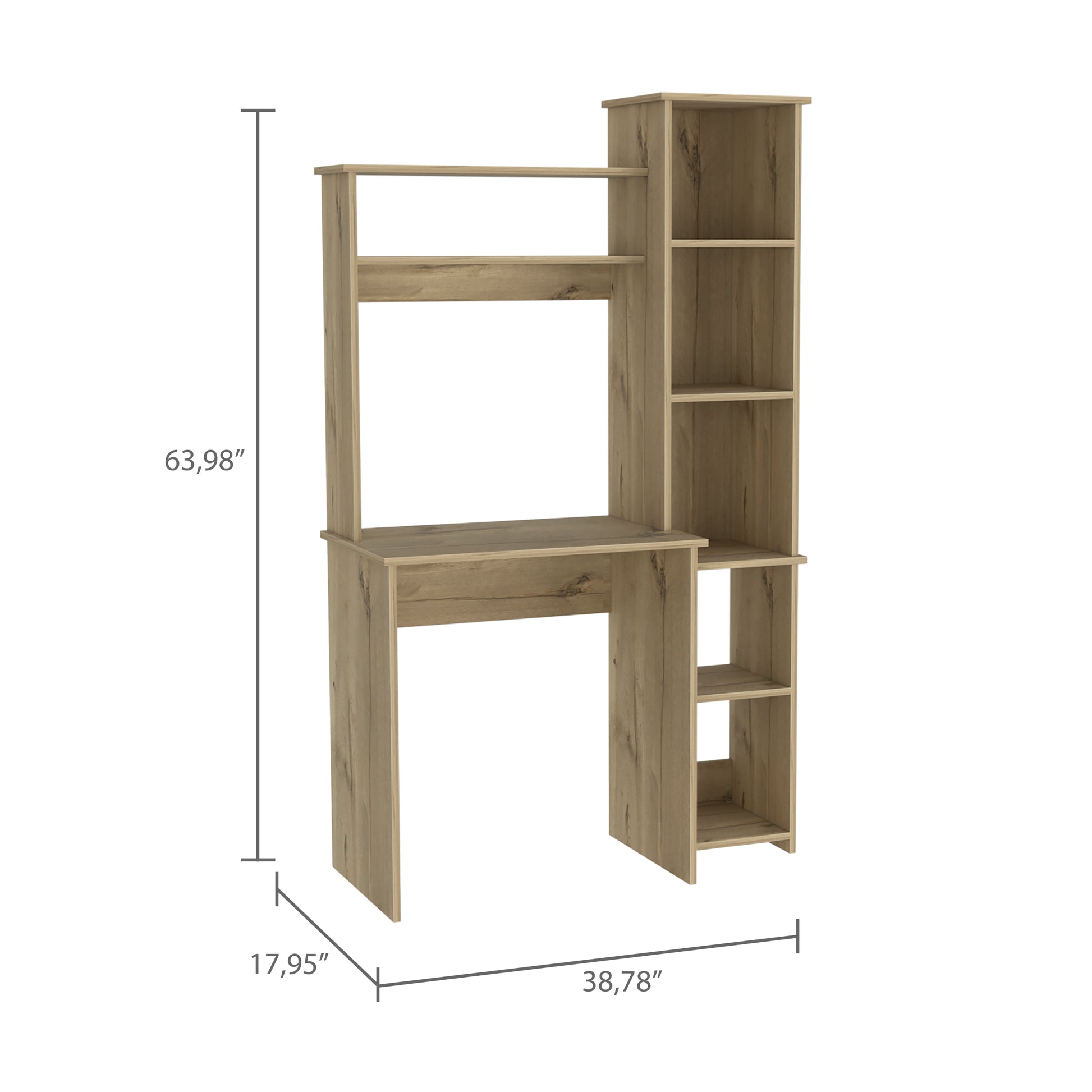 Desk Logan, Five Cubbies, Light Oak Finish Light Oak Particle Board