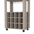 Bar Cart Bayamon, Twelve Wine Cubbies, Four Legs, Light Gray Finish Light Gray Particle Board